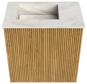 Mondiaz Joya DLux 40cm toiletmeubel oak met wastafel faye links 1 kraangat ostra