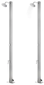vidaXL Buitendouche met bruine basis 220 cm roestvrij staal