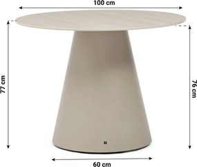 Dining Tuintafel rond 100 cm Zand/Beige Santika Serino