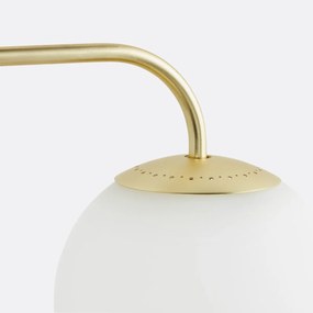 Dubbele wandlamp in messing en opaline glas, Moricio