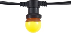 Lichtsnoer zwart koppelbaar met stekker 14m incl. E27 30-lichts IP64 - Lubber