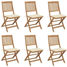 vidaXL Tuinstoelen 6 st inklapbaar met kussens massief acaciahout