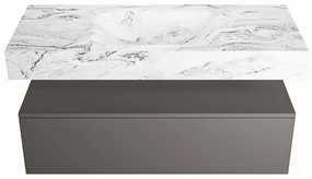 Mondiaz Alan DLux badmeubel 110cm dark grey 1 lade met wastafel glace midden 1 kraangat