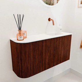 Mondiaz Joya 80cm toiletmeubel ronding links ruby met wastafel faye rechts zonder kraangat talc