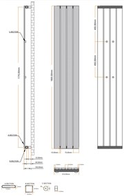 Eastbrook Deddington radiator 30x180cm 812W wit glans