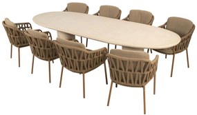 4 Seasons Outdoor Biarritz tuinset amber met Hampton tafel 300 cm Tuinstoel   beige weerbestendig