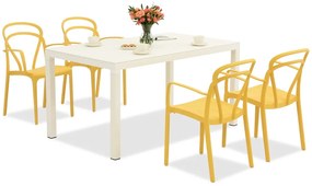 King/Vague wit en oranje tuinmeubelset voor 4 personen Bica