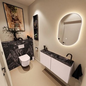 Mondiaz Ture DLux toiletmeubel 100cm rosee met wastafel lava rechts met kraangat