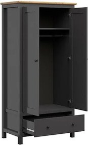 Kledingkast Sordoro 119, Grafiet, Artisan eiken, 203x101x57cm, 92 kg, Kledingkast deuren: Met scharnieren, Aantal planken: 1, Aantal planken: 1