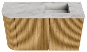 Mondiaz Joya DLux 70cm toiletmeubel ronding links oak met wastafel faye rechts 1 kraangat glace