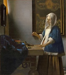 Kunstreproductie Woman Holding a Balance, c.1664, Jan (1632-75) Vermeer