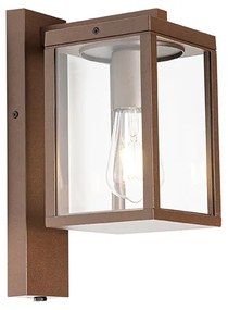 Buiten wandlantaarn roestbruin met licht-donker sensor IP44 - Charlois Industriele / Industrie / Industrial E27 IP44 Buitenverlichting