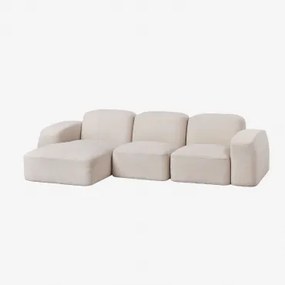Bastian 3-delige Modulaire Chaise Longue-bank Links Dikke Chenille Wit - Sklum
