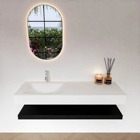 Zaro Alan badmeubel 130cm met planchet urban en vrijhangende wastafel cloud links 1 kraangat talc