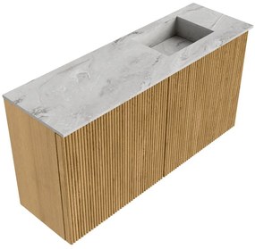 Mondiaz Joya DLux 80cm toiletmeubel oak met wastafel faye rechts zonder kraangat glace