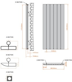 Eastbrook Withington radiator 55x120cm aluminium 1101W wit mat