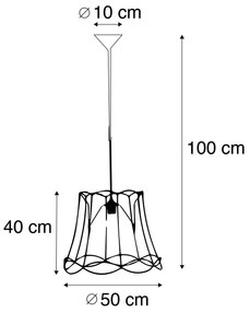 Eettafel / Eetkamer Retro hanglamp zwart 50 cm - Granny Frame Retro Minimalistisch E27 Draadlamp rond Binnenverlichting Lamp