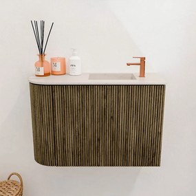 Mondiaz Joya DLux 60cm toiletmeubel ronding links dusk met wastafel faye rechts 1 kraangat meli