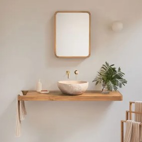 Conjunto Van Meubel 130x45 Cm Hangend In Teakhout Neill Teakhout & Onregelmatige In Beige Cement ↔︎40 Cm Fedro & - Sklum