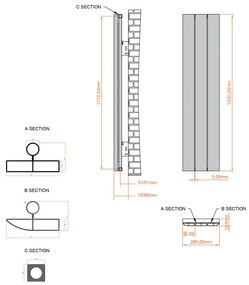 Eastbrook Withington radiator 30x120cm aluminium 559W wit mat