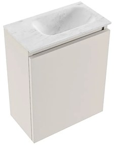 Mondiaz Ture DLux toiletmeubel 40cm linen met wastafel opalo rechts met kraangat