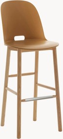 Handgemaakte barkruk Alfi High Back met essenhouten poten