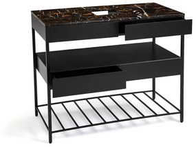 Wastafelmeubel met amberkleurig marmeren blad, Limpo