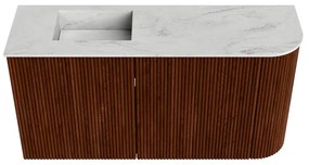 Mondiaz Joya DLux 80cm toiletmeubel ronding rechts ruby met wastafel faye links zonder kraangat opalo