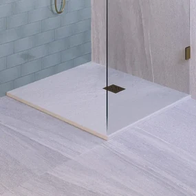 BRAUER Relievo Crag Douchebak 100x100cm antislip antibacterieel mineraalmarmer mat wit DB-RC100X100W