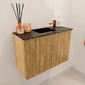 Mondiaz Joya DLux 60cm toiletmeubel oak met wastafel faye midden 1 kraangat lava