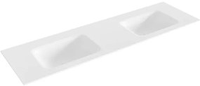 MONDIAZ GRUNNE Wastafel - 140x41cm - solid surface - inbouw - dubbel - Talc XM357491Talc