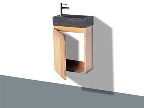 Lambini Designs Wood Stone toiletmeubel eiken met natuursteen links, kraangat rechts