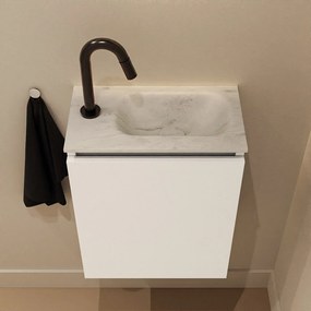 Mondiaz Ture DLux toiletmeubel 40cm talc met wastafel opalo rechts met kraangat