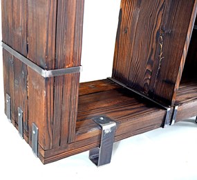 CHYRKA® Ladekast BORYSLAW 120-180x130 cm kast dressoir massief hout TV-plank loft vintage bar industrieel design handgemaakt hout glas metaal