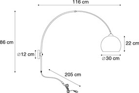 Smart wandbooglamp staal met witte kap incl. Wifi G125 - Bow