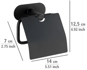 Wenko Orea turbo-loc toiletrolhouder met deksel RVS zwart mat