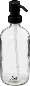 5Five Zeepdispenser - Transparant glas - Zwart pompje - 450 ml