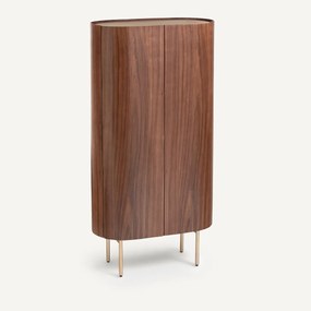 Kast notenhout/leer, Aslen