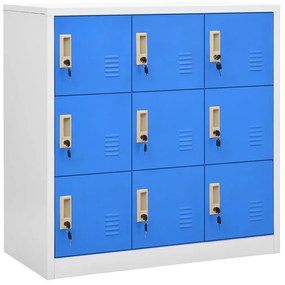 vidaXL Lockerkast 90x45x92,5 cm staal lichtgrijs en blauw