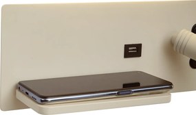 Set van 2 wandlampen beige incl. LED met USB en inductielader - Riza