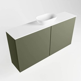 Mondiaz Fowy toiletmeubel 100cm army met witte waskom midden en kraangat