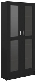 vidaXL Vitrinekast 82,5x30,5x185,5 cm spaanplaat zwart