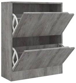 vidaXL Schoenenkast met 2 deuren 59x24x74 cm spaanplaat betongrijs