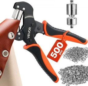 VEVOR Oogjestangenset met 500 stuks Ø12mm oogjes, magnetische oogjespers, stalen oogjespons met magnetische kop, antisliphandvat, geschikt voor leer, zeilen, schoenen, knutselwerk en textiel.