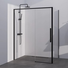 Brauer Season douchecabine met schuifdeur 160x80cm zwart mat