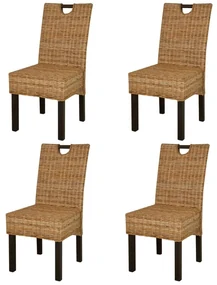 vidaXL Eetkamerstoel 4 st kubu rattan mangohout