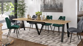 AVERY eik Wotan / onderkant zwart - LOFT/INDUSTRIËLE TAFEL VOOR WOONKAMER/ EETKAMER UITKLAPBAAR TOT 290 cm!