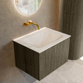 Mondiaz Kurve-dlux 60cm badmeubel shadow met 1 lade en wastafel cloud midden zonder kraangat ostra