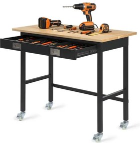 VEVOR Werkbank 1220x610 mm, Werkblad 680 kg, Garagetafel met lades en wielen, Werkplaatstafel, Gereedschapstafel, Werkplaatsuitrusting, Multifunctionele tafel voor garage, werkplaats, kantoor en thuis