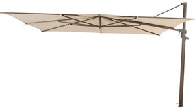 4 Seasons Finca zweefparasol 4x3 m - Zand/ Donkere houtlook met Finca voet en hoes